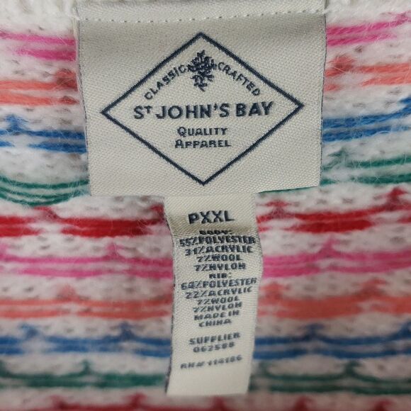 St John's Bay Women's Petite XXL White & Rainbow Polka Dot Sweater - Picture 11 of 12